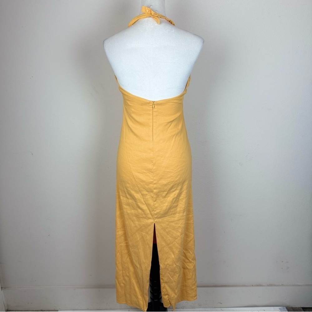 ZARA Women’s Yellow Halter Ring Front Midi Dress Size M Made in Turkey - Picture 6 of 8